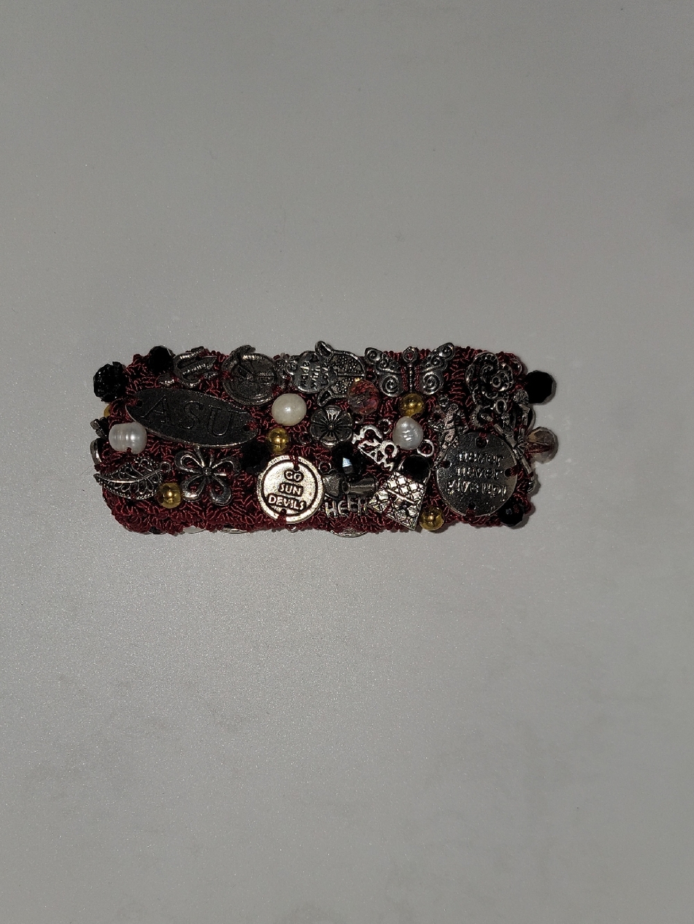 ASU Hand Made Embellished Red Beaded Charm Bracelet
